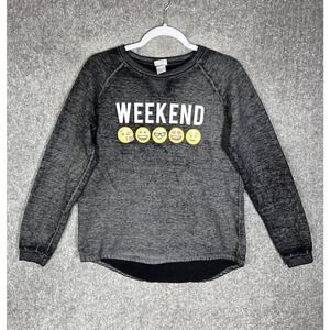 Freeze WEEKEND EMOJI Long Sleeve Pullover Sweatshirt Womens Juniors Size XL Gray